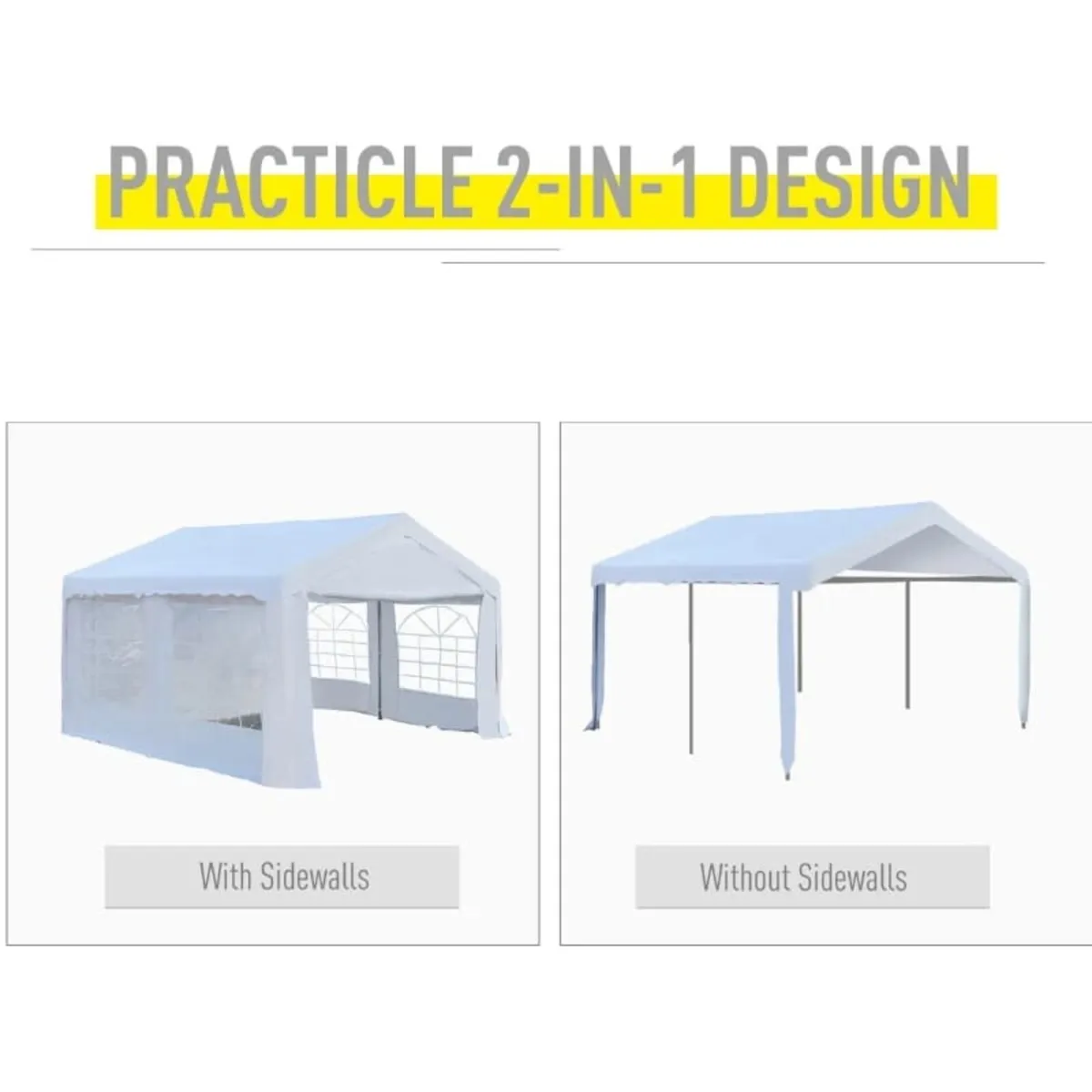 4m x 4 m Garden Gazebo Portable Carport Shelter w/ - Image 4
