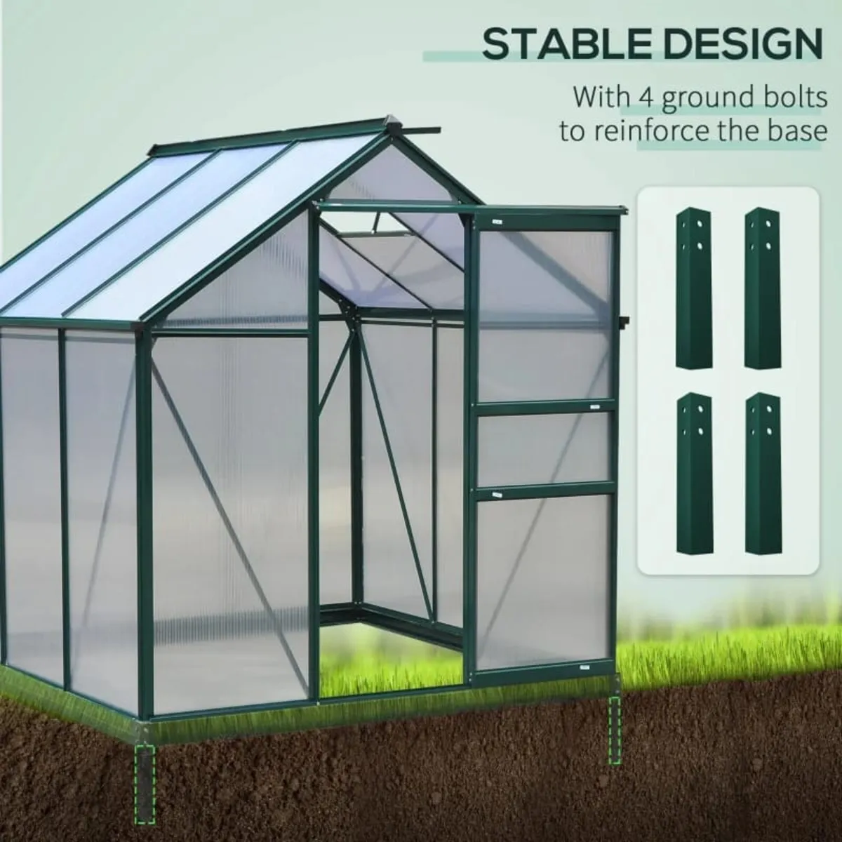 Clear Polycarbonate Greenhouse Large Walk-In Green - Image 4
