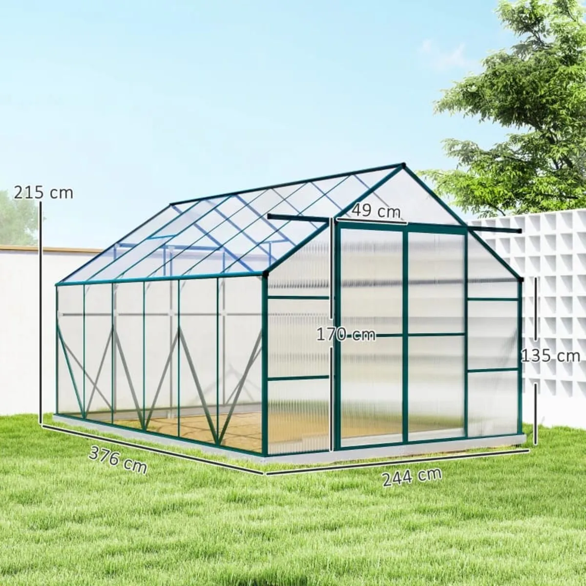 8 x 12ft Aluminium Greenhouse Polycarbonate Walk i - Image 2