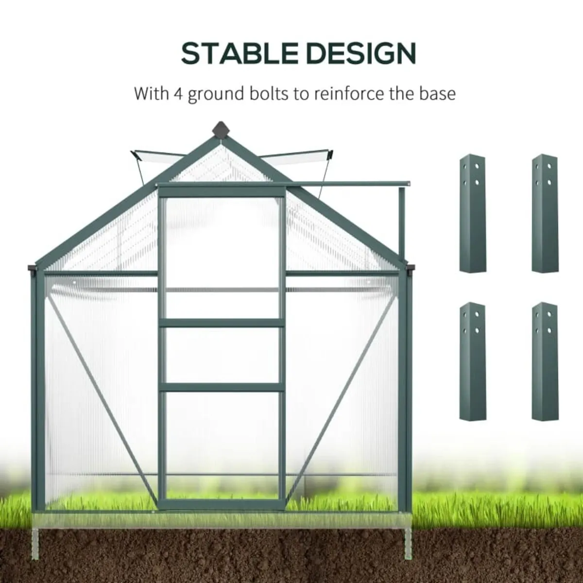 4 x 3 x 2 m Polytunnel Greenhouse w/ Roll-up Side - Image 4