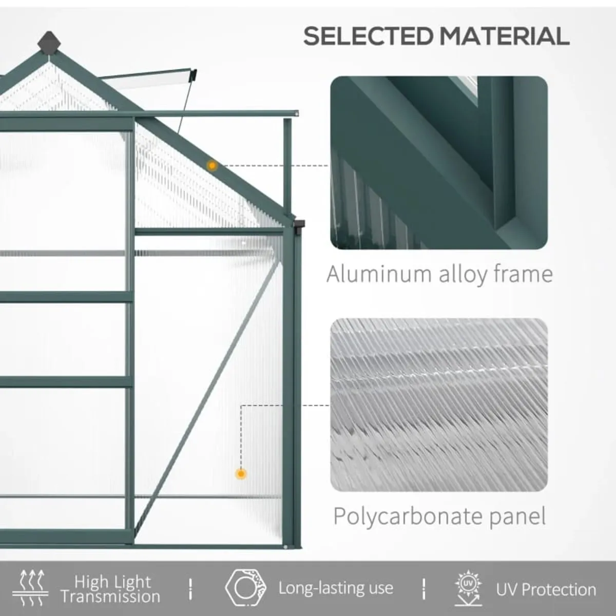 6 x 10ft Polycarbonate Greenhouse - Large Walk-In - Image 2