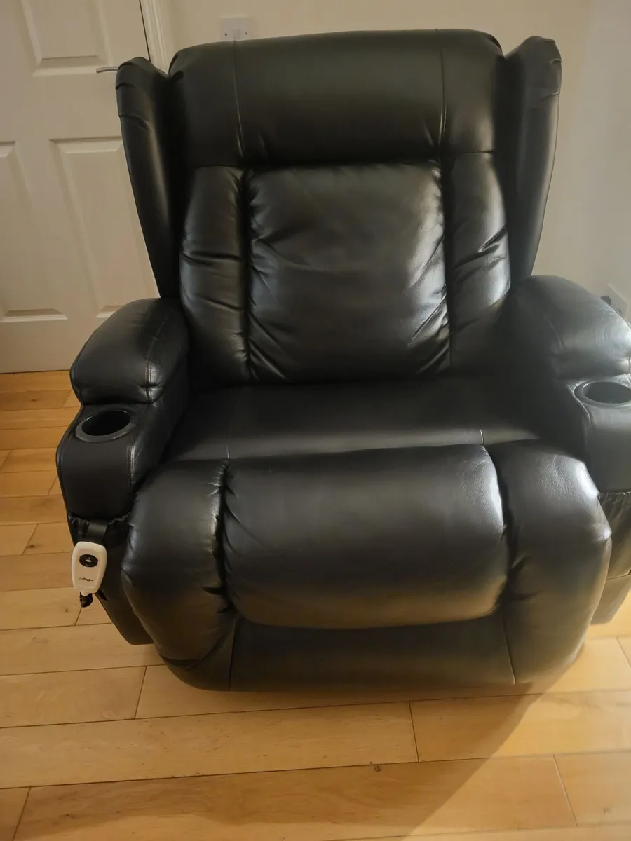 Premium Black Leather Electric Riser-Recliner Chai - Image 1