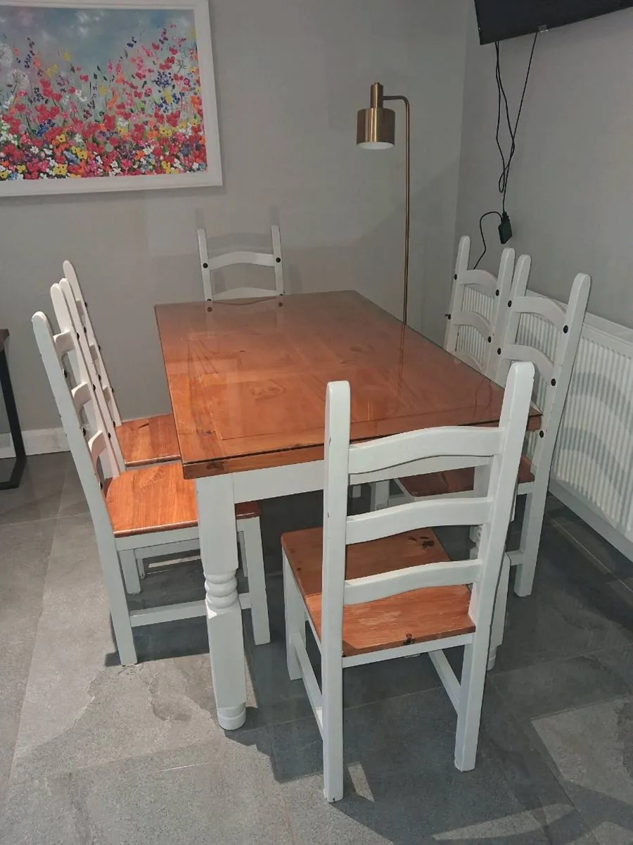 Oak dining table with 6 chairs - Image 2