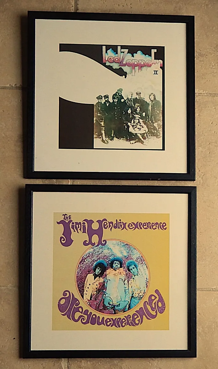 2 Framed Album Cover Prints Hendrix & Led Zeppelin - Image 1