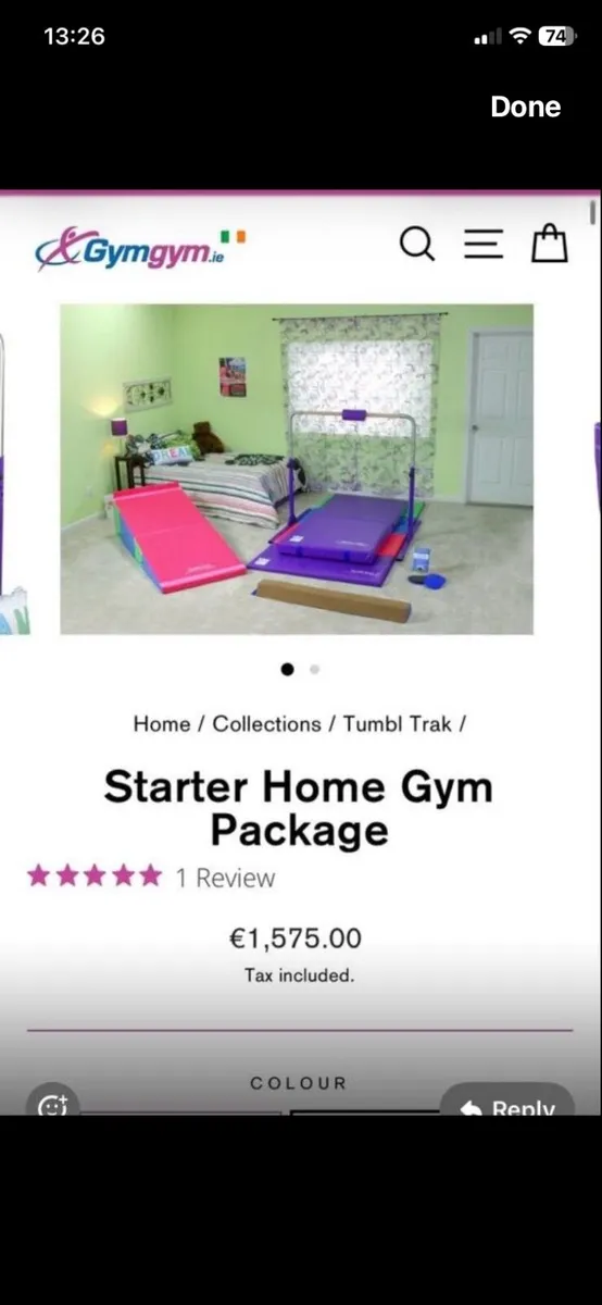 Tumbl Trak indoor gymnastics beam and mat set - Image 1