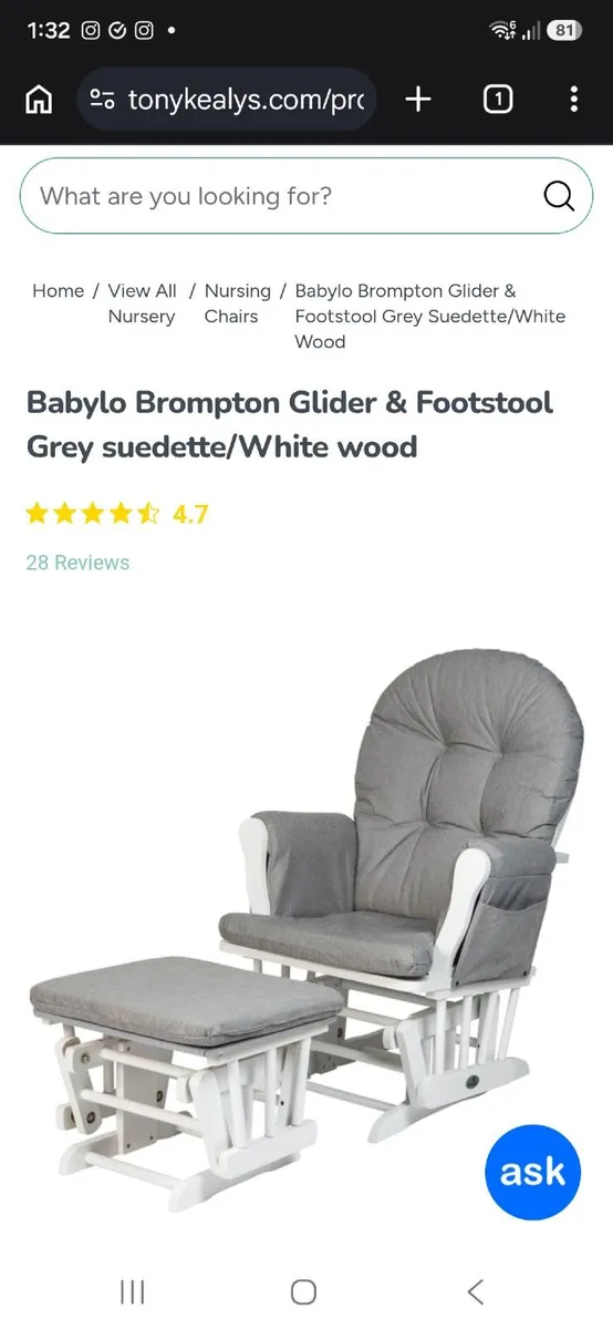 Babylo Brompton Glider Chair & Matching Footstool - Image 2