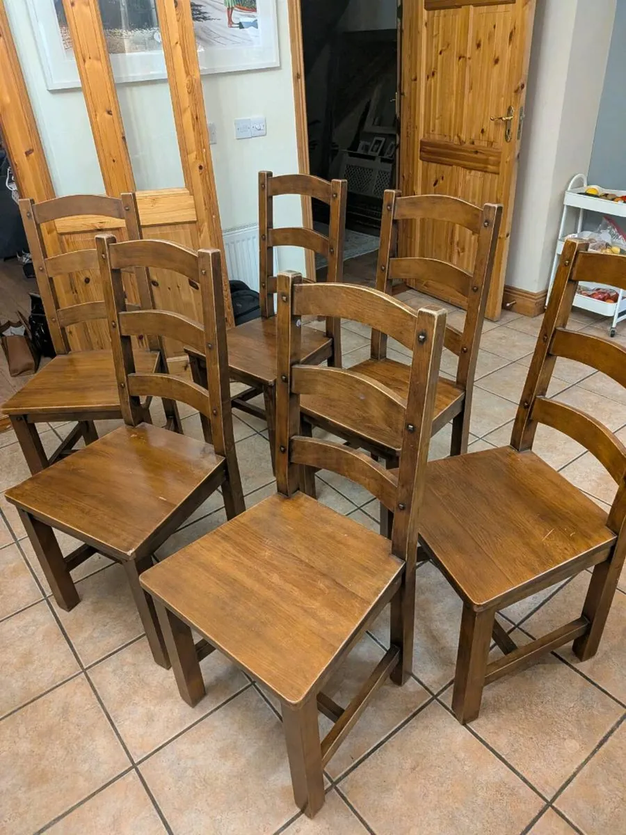 Six Solid wood chairs - Image 1