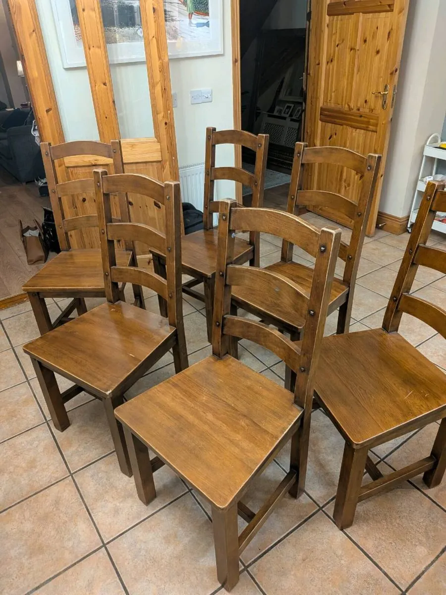 Six Solid wood chairs - Image 2