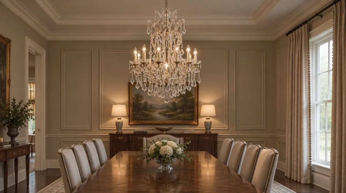 Nice sized Cristal chandelier. Good size and shape
