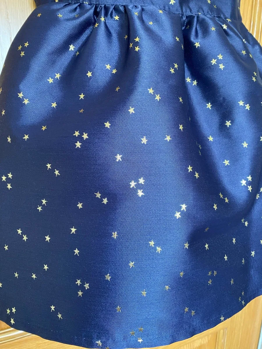 Girl’s Elegant Occasion Navy & Gold Stars 🌟 Dress - Image 2