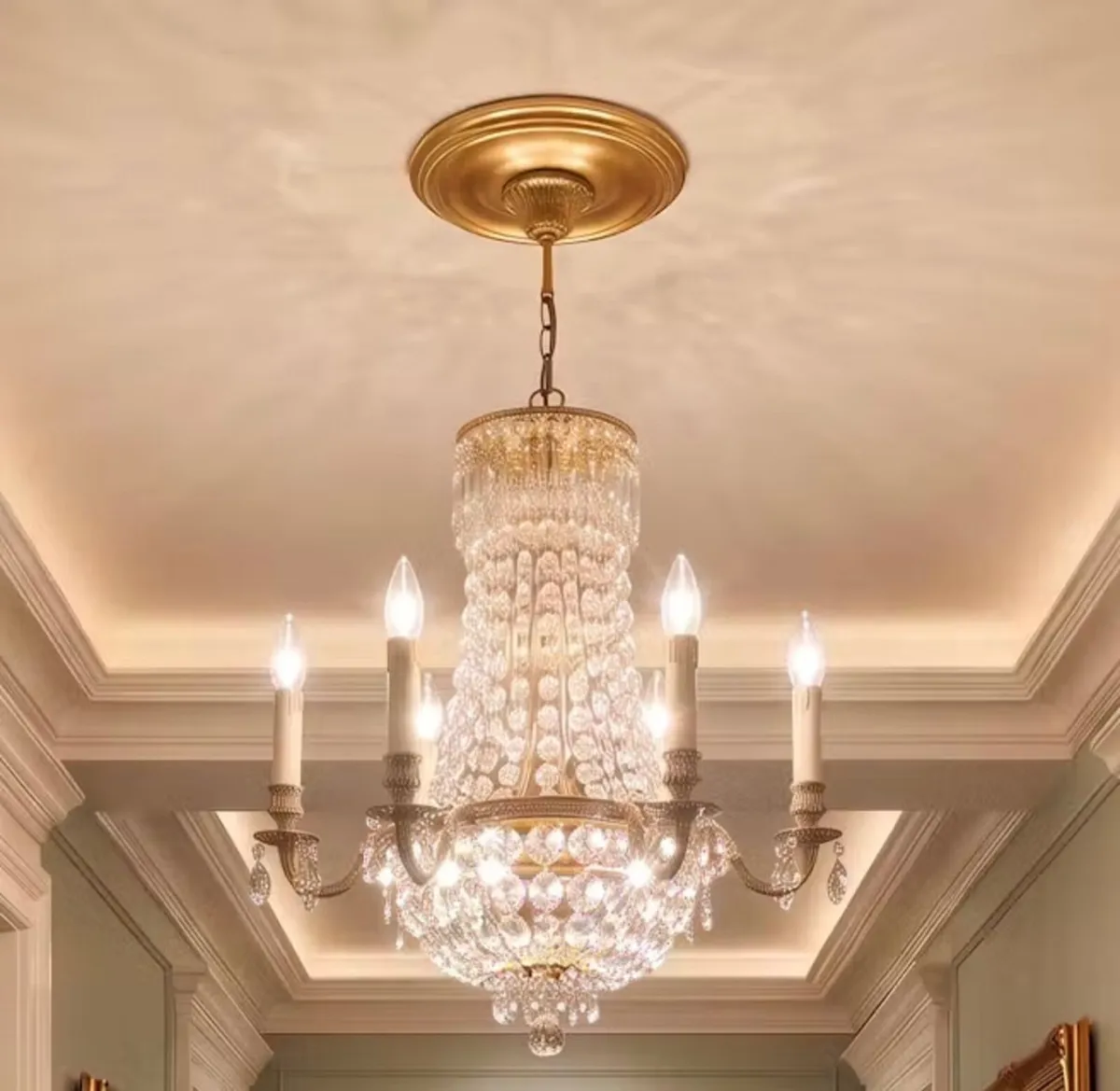 Old Belgian chandelier that has been polished