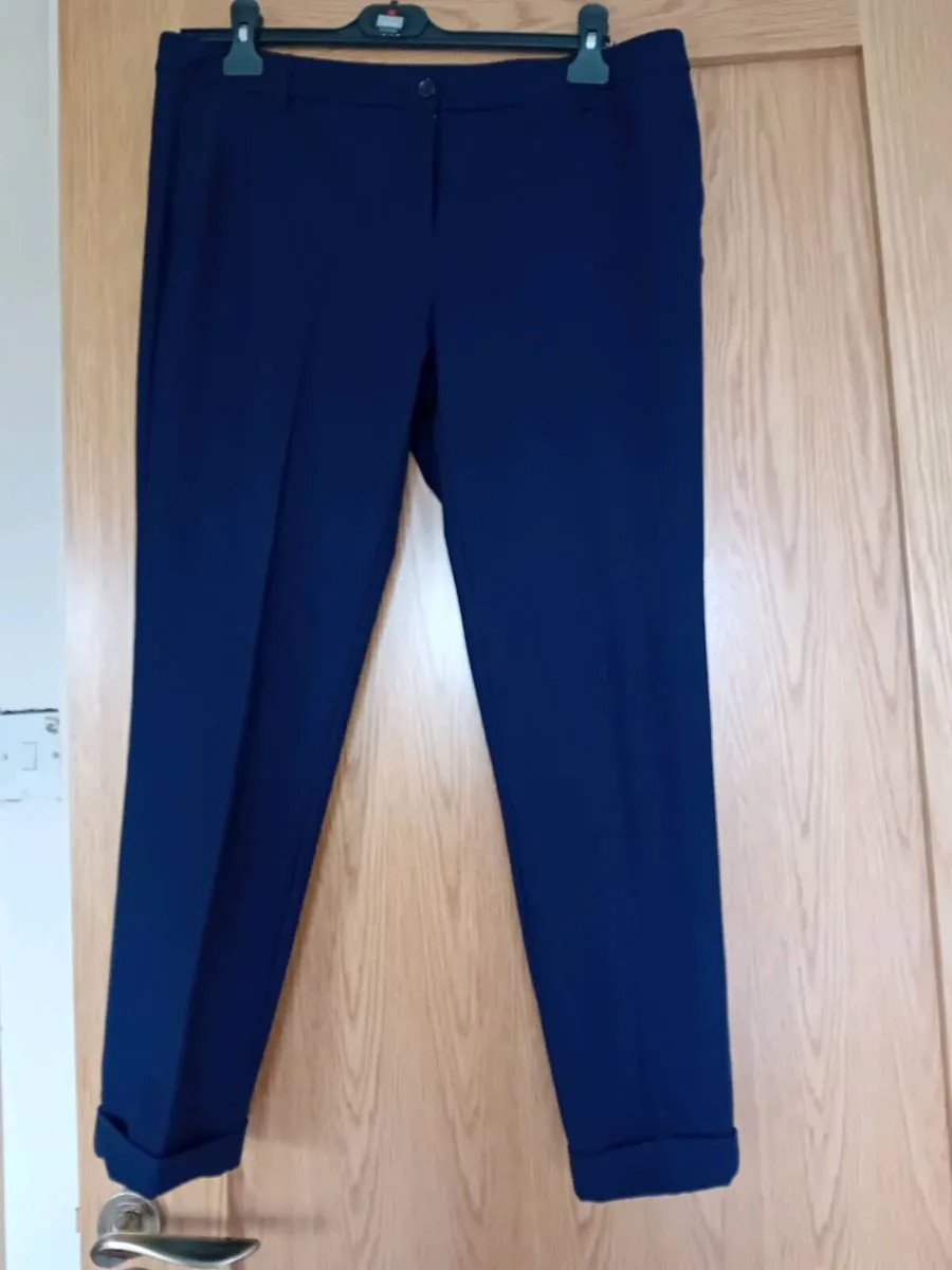 Ladies Benetton Navy Trousers Size 14 - Image 1