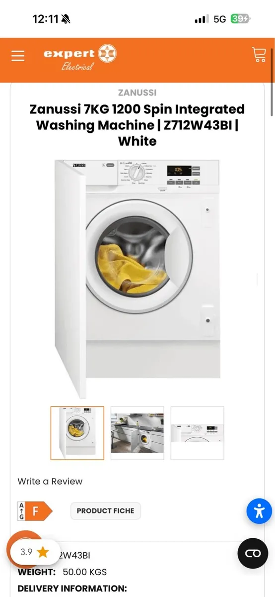 Zanussi integrated washing machine new model - Image 2