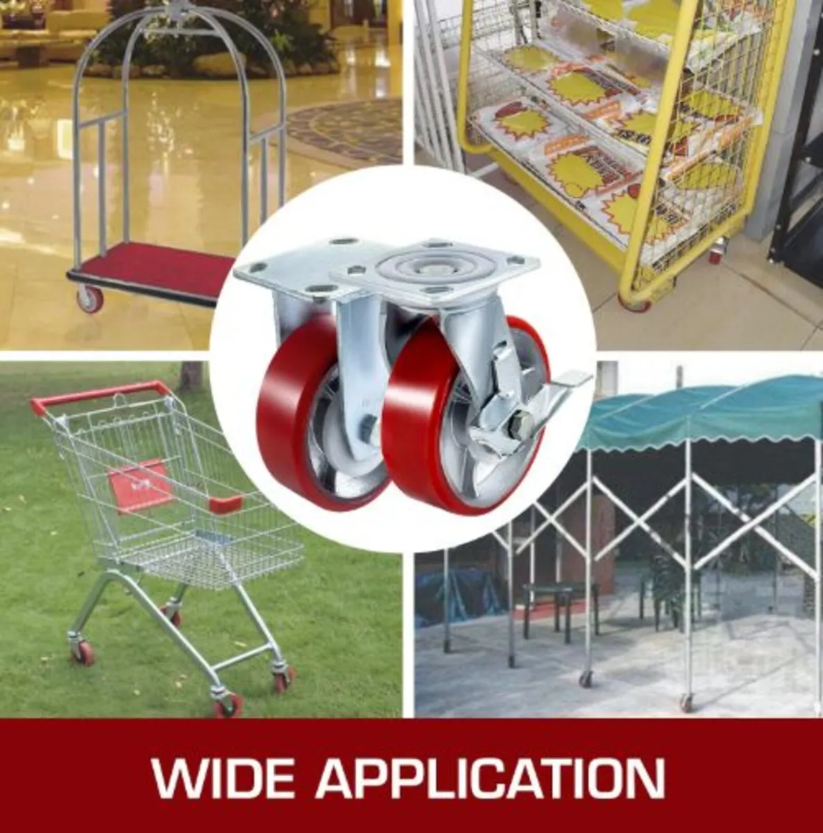 4 Pack 15.24 x 5.08 cm Caster Wheels 2 Rigid and 2 - Image 3