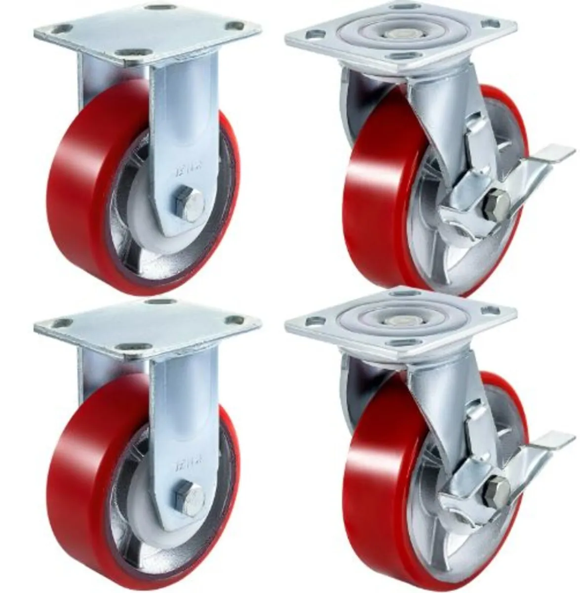 4 Pack 15.24 x 5.08 cm Caster Wheels 2 Rigid and 2 - Image 1