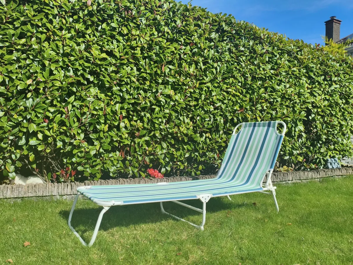 Folding Striped Sun Lounger - Image 1