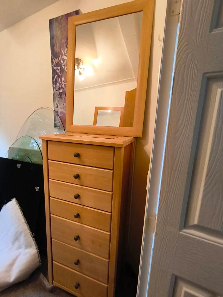 Beautiful tall boy unit new matching mirror 100 - Image 2