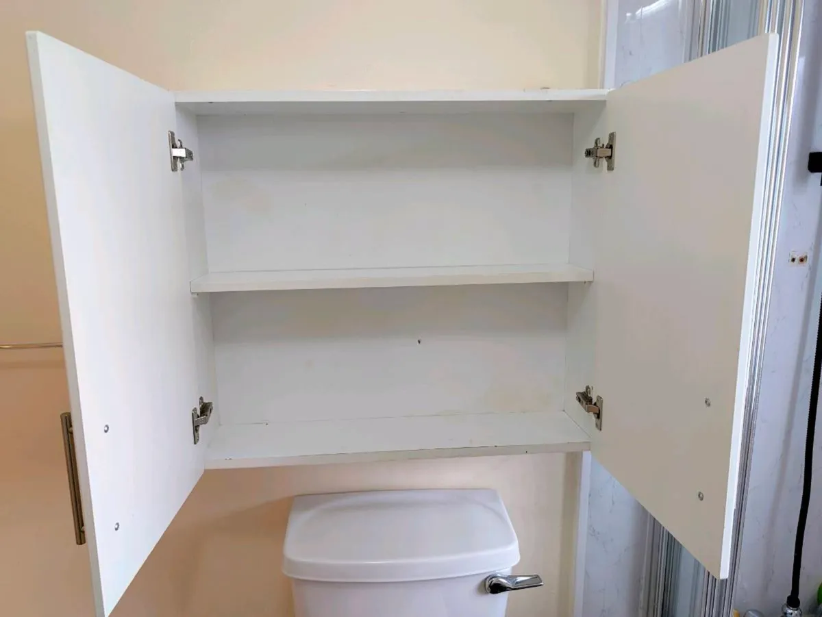 White 2-Door Wall-Mounted Bathroom Utility Cabinet - Image 2