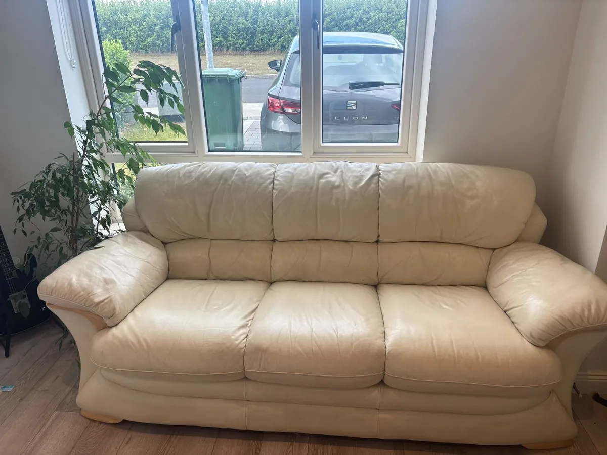 Three Seater Leather Couch - Image 3