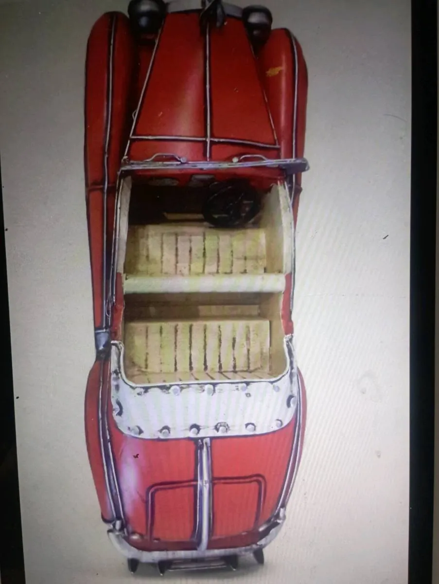 VINTAGE 1947 RECOR RED TINPLATE OPEN-TOP CAR - Image 4