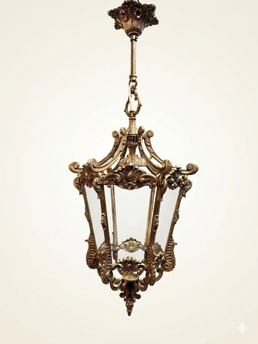 1950s French Louis XV Style Heavy Chrome Lantern - Image 1
