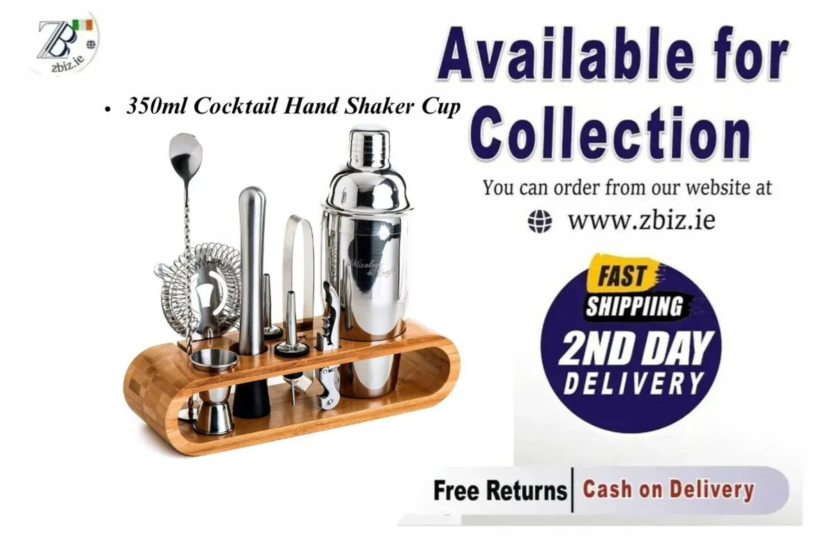 Cocktail Making Set with Wooden Stand - Image 1