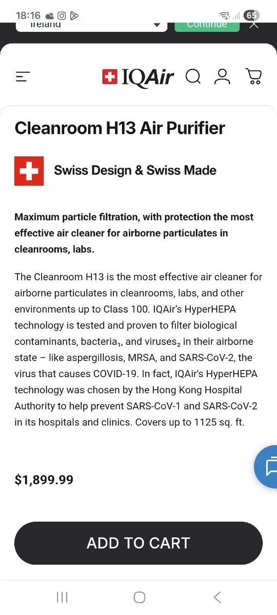 Air purifier IQ Air Cleanroom H13 - Image 2