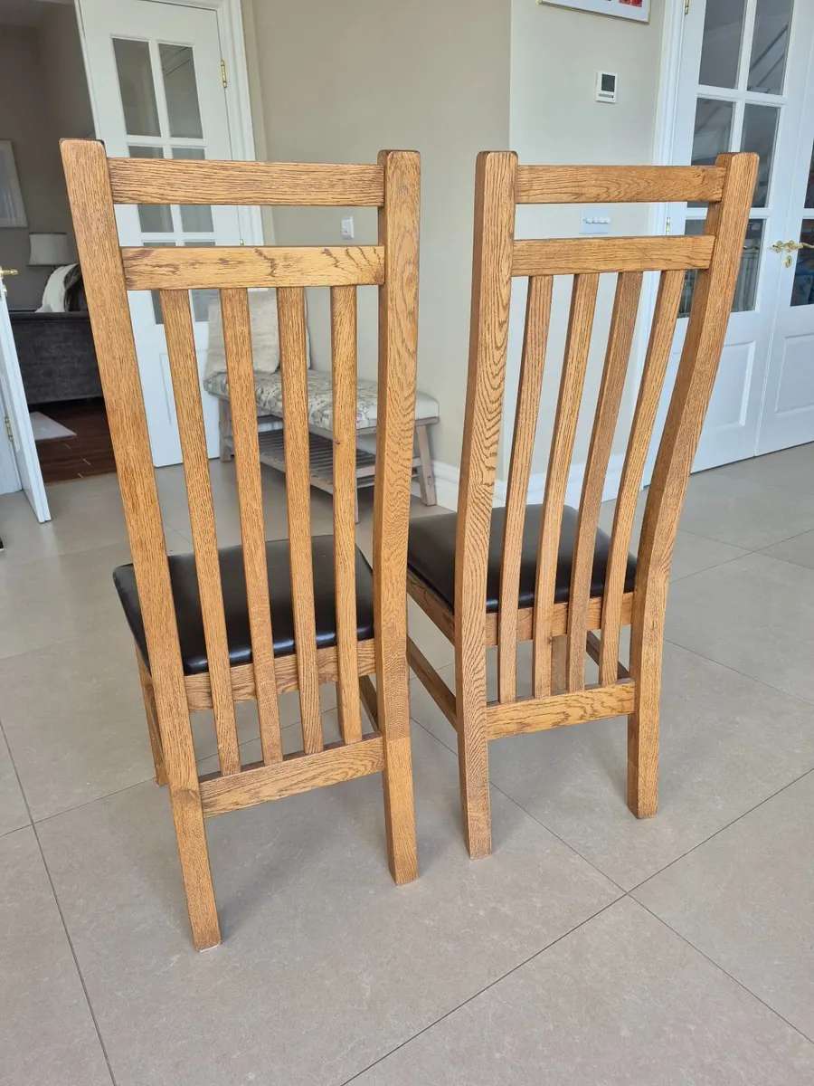 8 Solid Oak Dining Chairs – Like New - Image 3