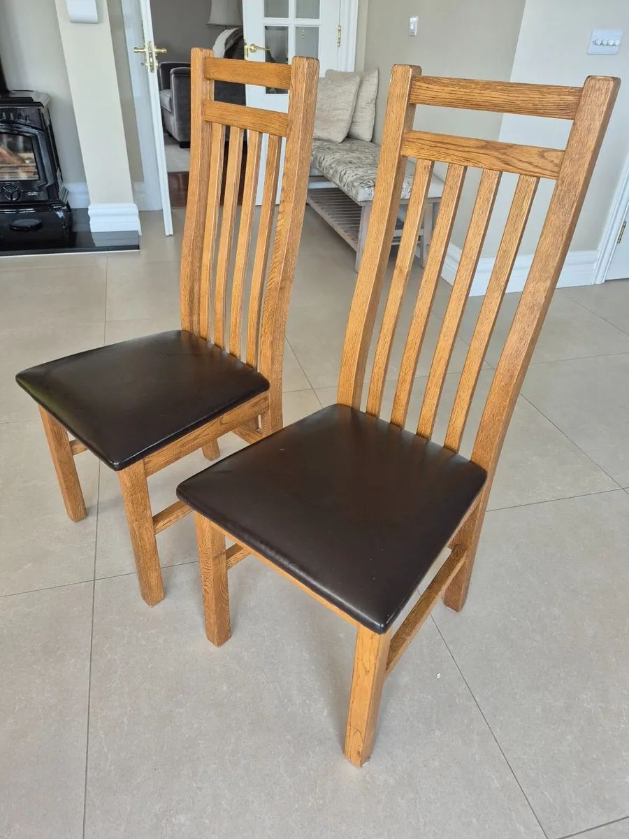8 Solid Oak Dining Chairs – Like New - Image 2