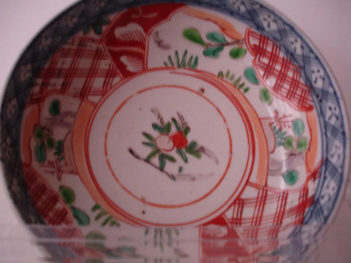 Japanese  Imari Porcelain Low Bowl  Floral  Deco - Image 3