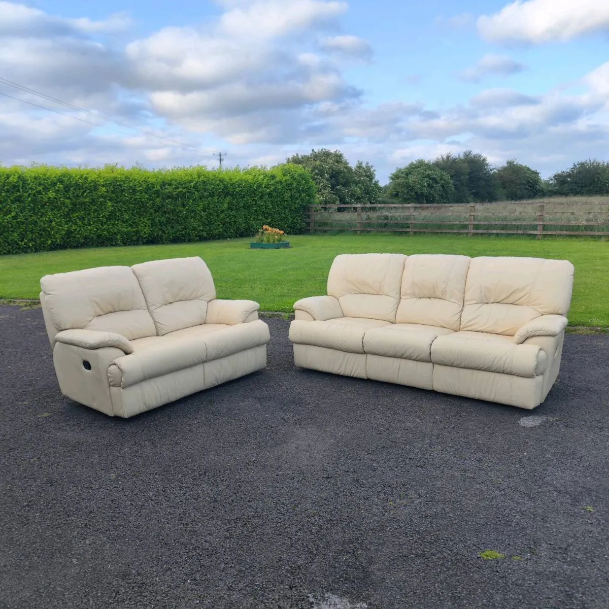 Real leather 3 & 2 sofas all recliner - Image 1