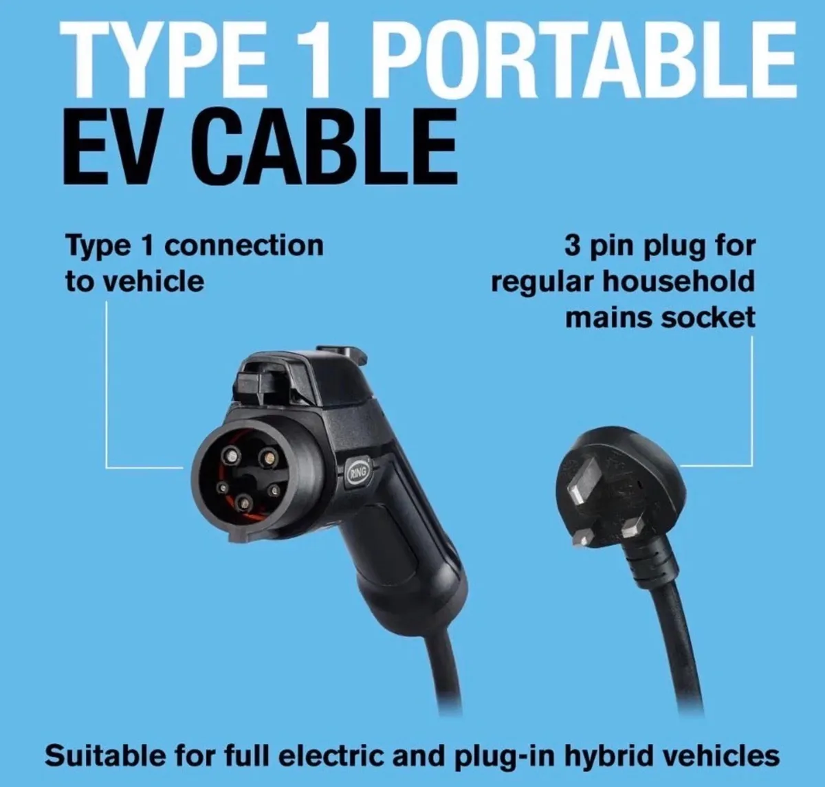 NEW Type 1 Granny Charger Home Charging Cable 3pin - Image 2