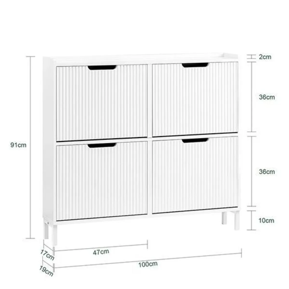 Modern Shoe Cabinet 4 Door Slim Storage Unit with - Image 4