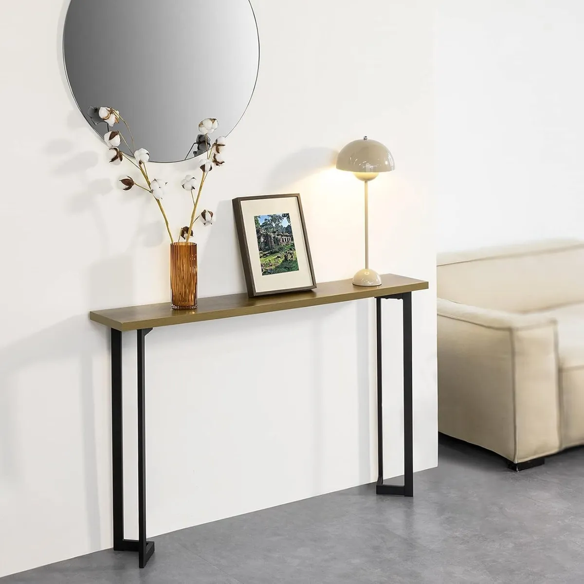 Industrial Console Table Slim Hallway Table with M - Image 4