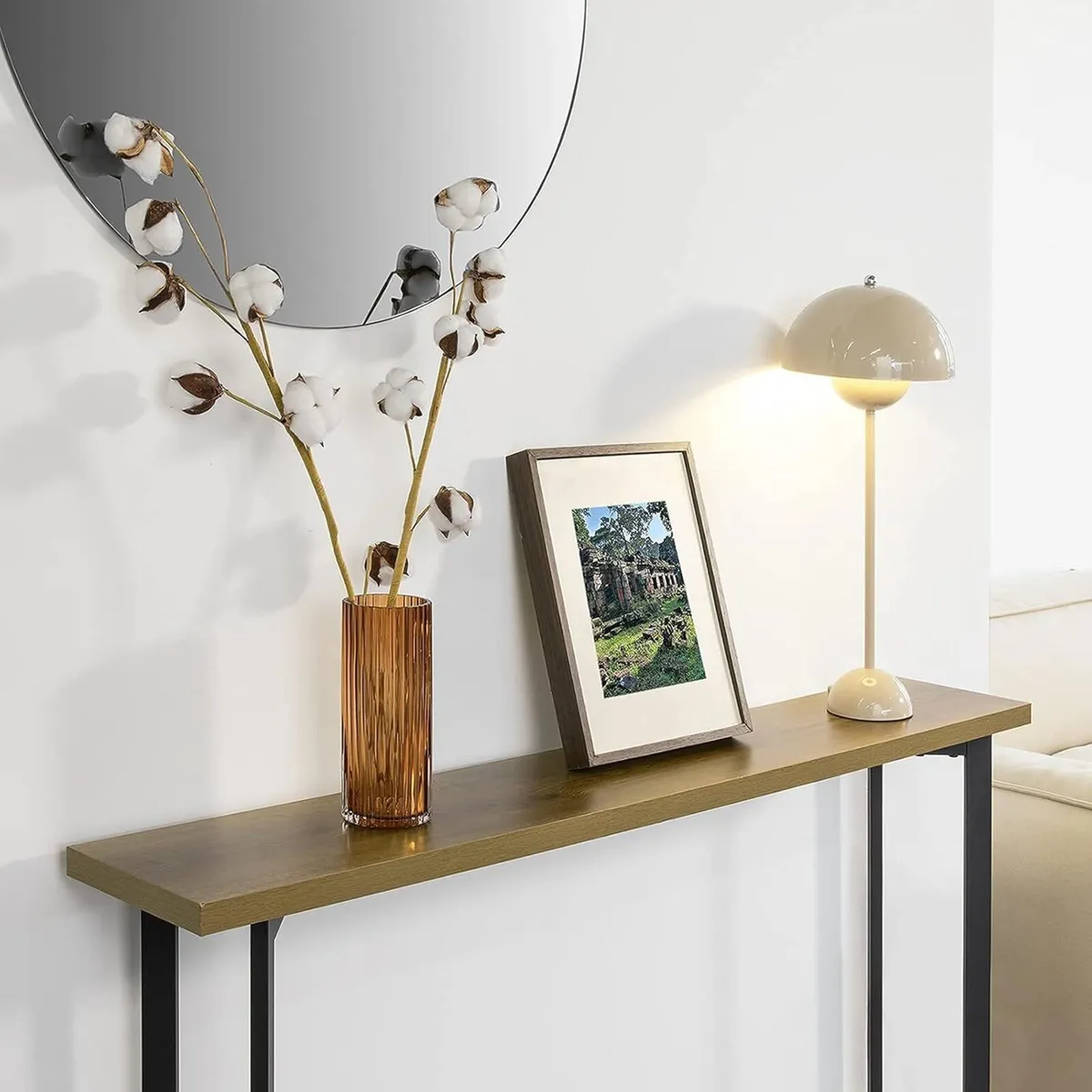 Industrial Console Table Slim Hallway Table with M - Image 3