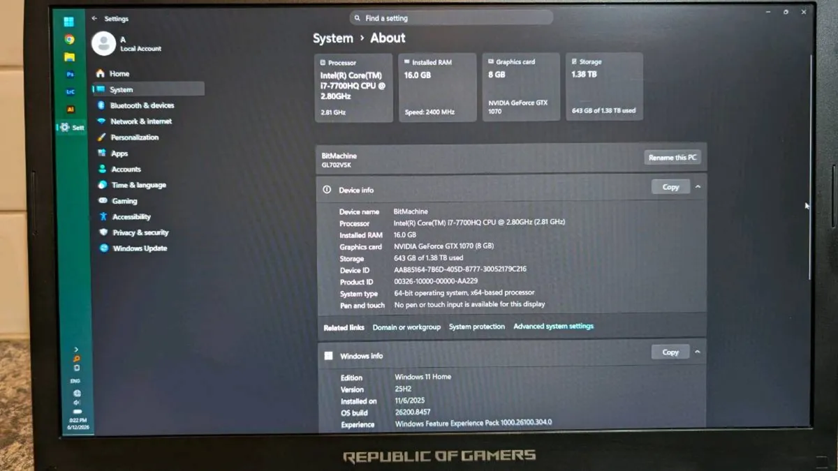 Asus Rog Strix GL702VS-GC118T Gaming lapotop - Image 4