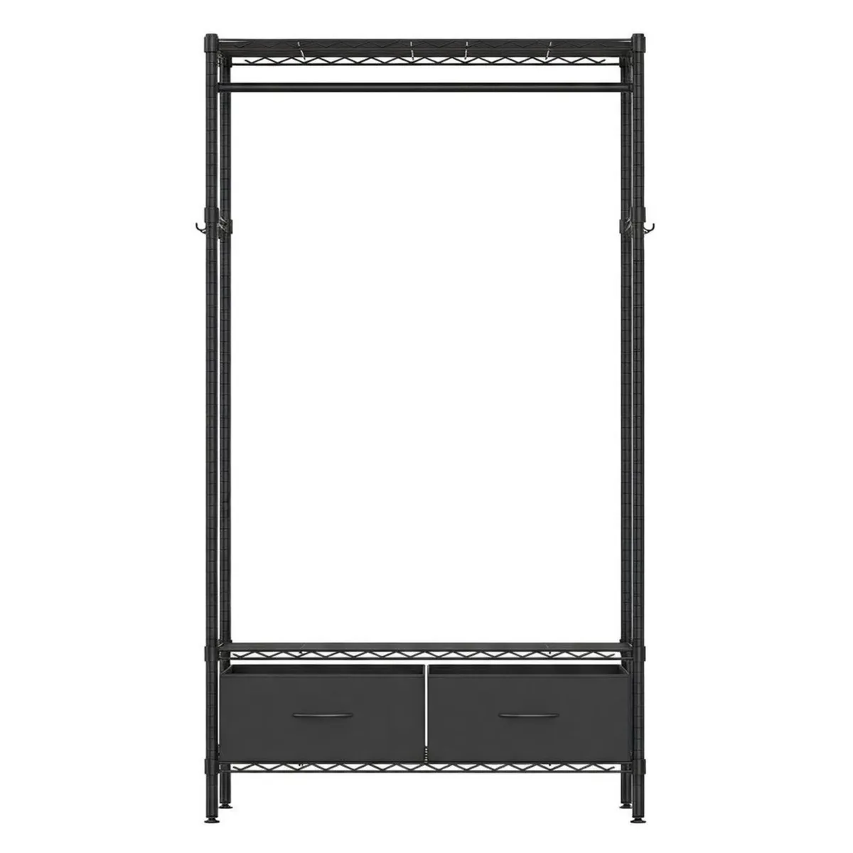 Industrial Open Wardrobe Rail with Drawers Black - Image 2