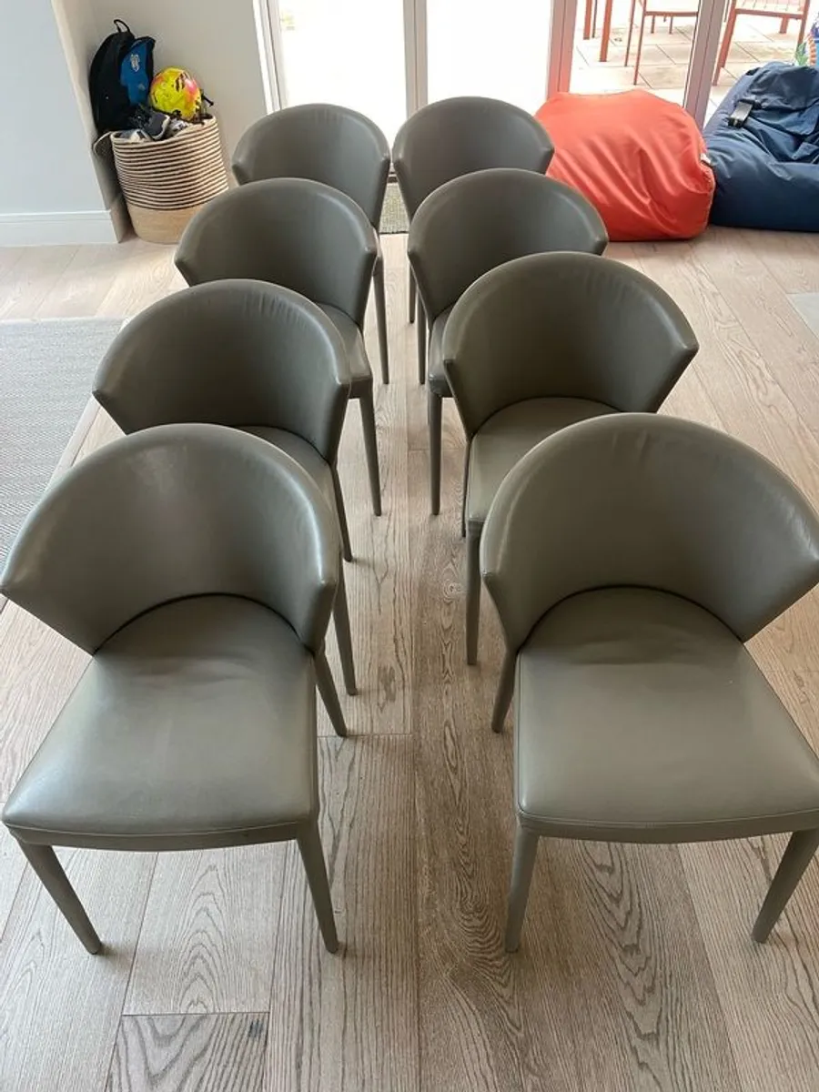 Calligaris all leather dining chairs (8) - Image 3