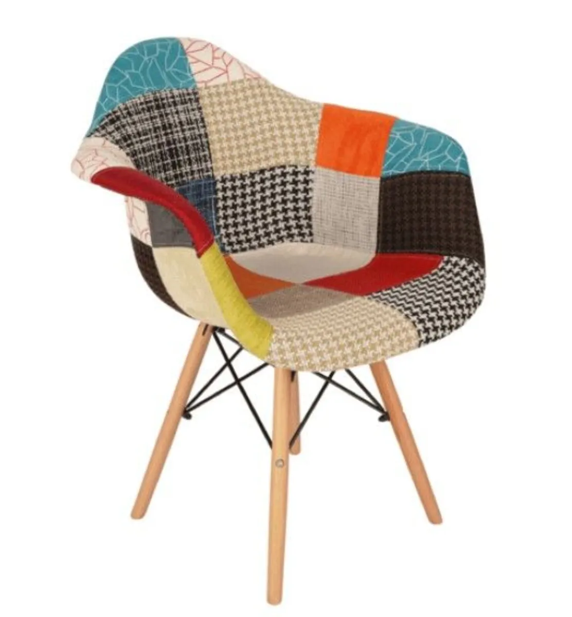 Vivid Mosaic Patchwork Armchair with Beech Legs - Image 1
