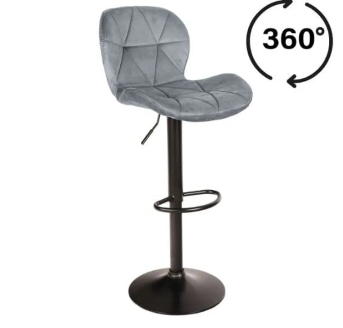 Zoya Adjustable Bar Stool – Velvet, Metal Base - Image 1