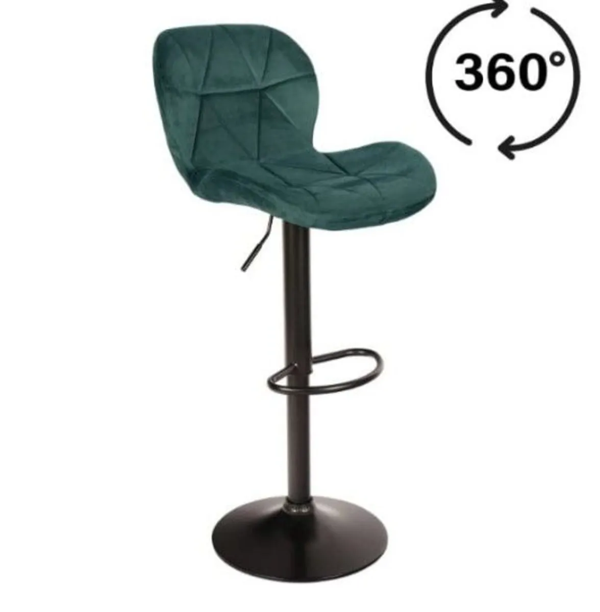 Zoya Adjustable Bar Stool – Velvet, Metal Base - Image 2
