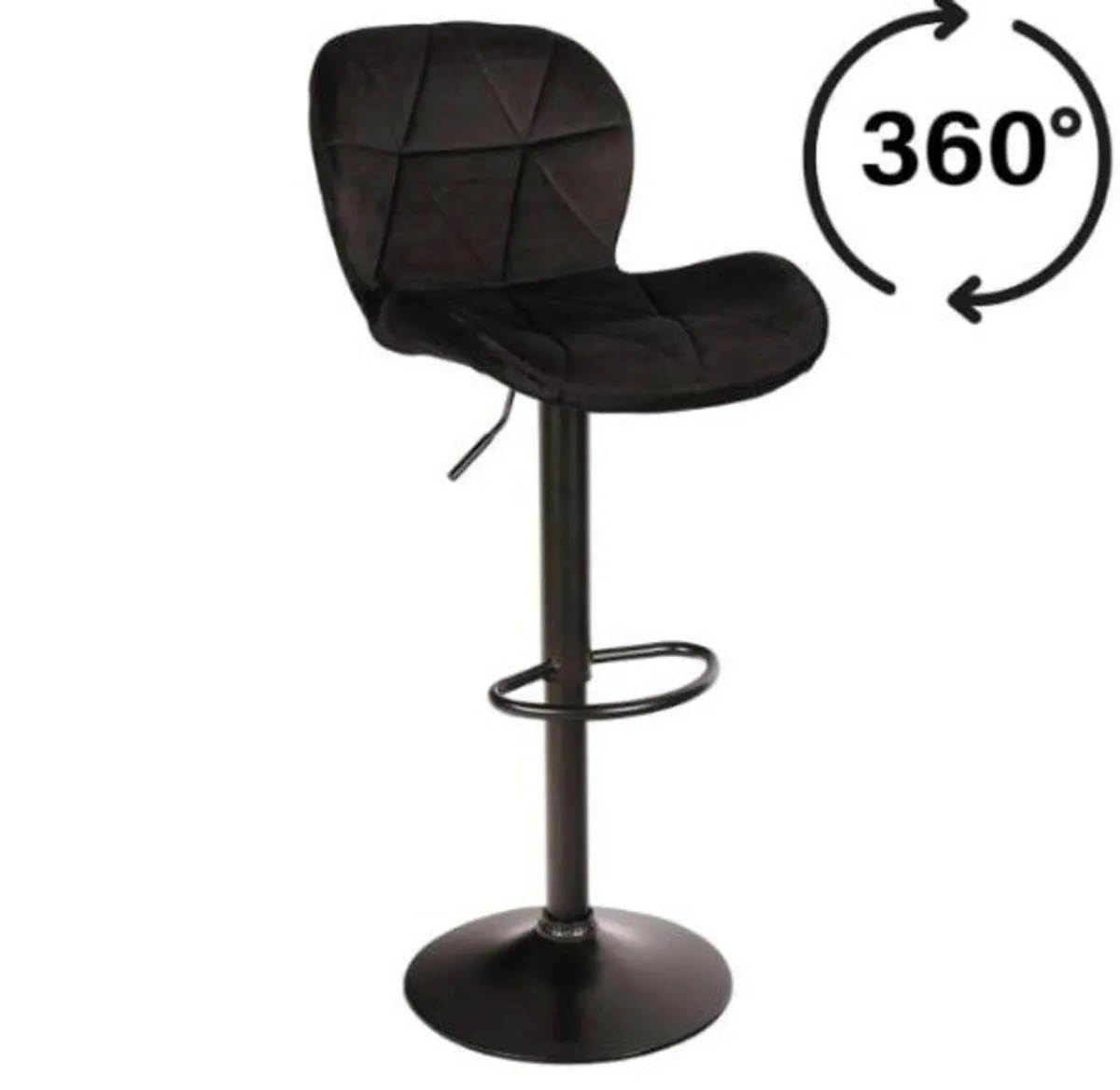 Zoya Adjustable Bar Stool – Velvet, Metal Base - Image 3