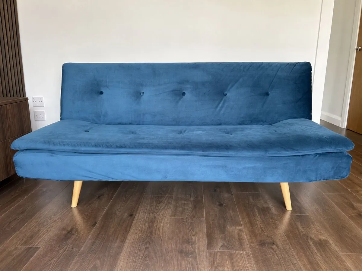 Blue 3-Seater Sofa Bed – 180cm Wide - Image 2