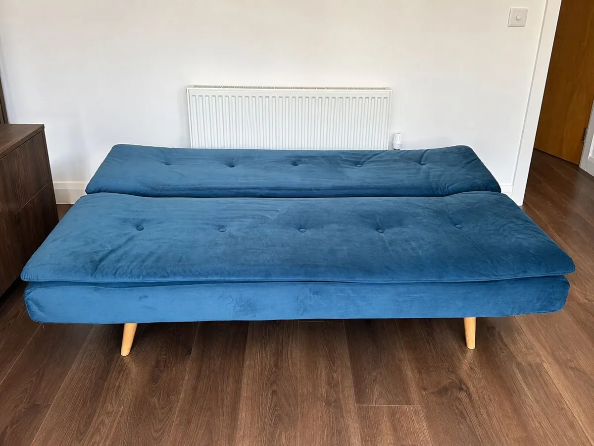 Blue 3-Seater Sofa Bed – 180cm Wide - Image 3