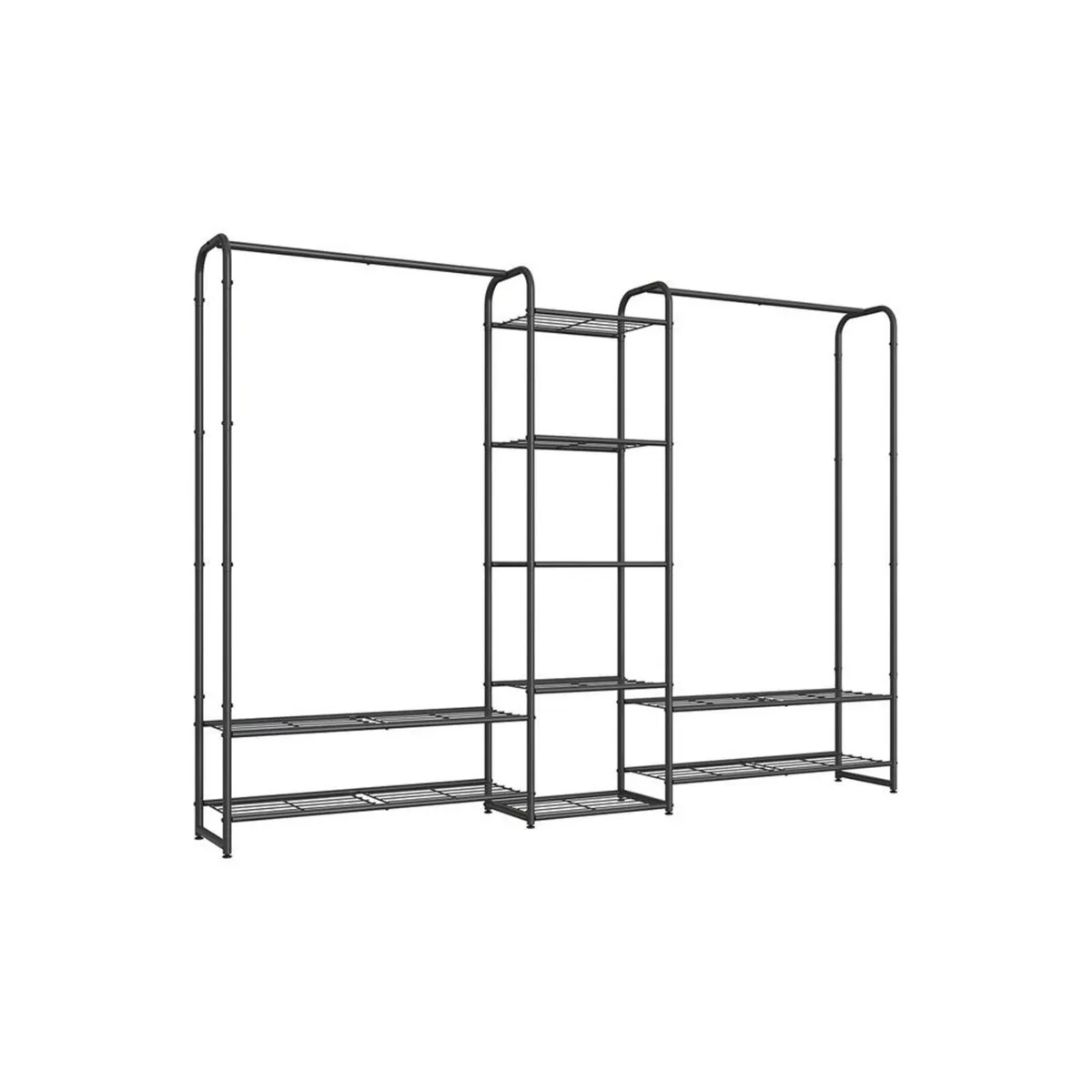 Industrial Open Wardrobe Rail with Drawers Black S - Image 3