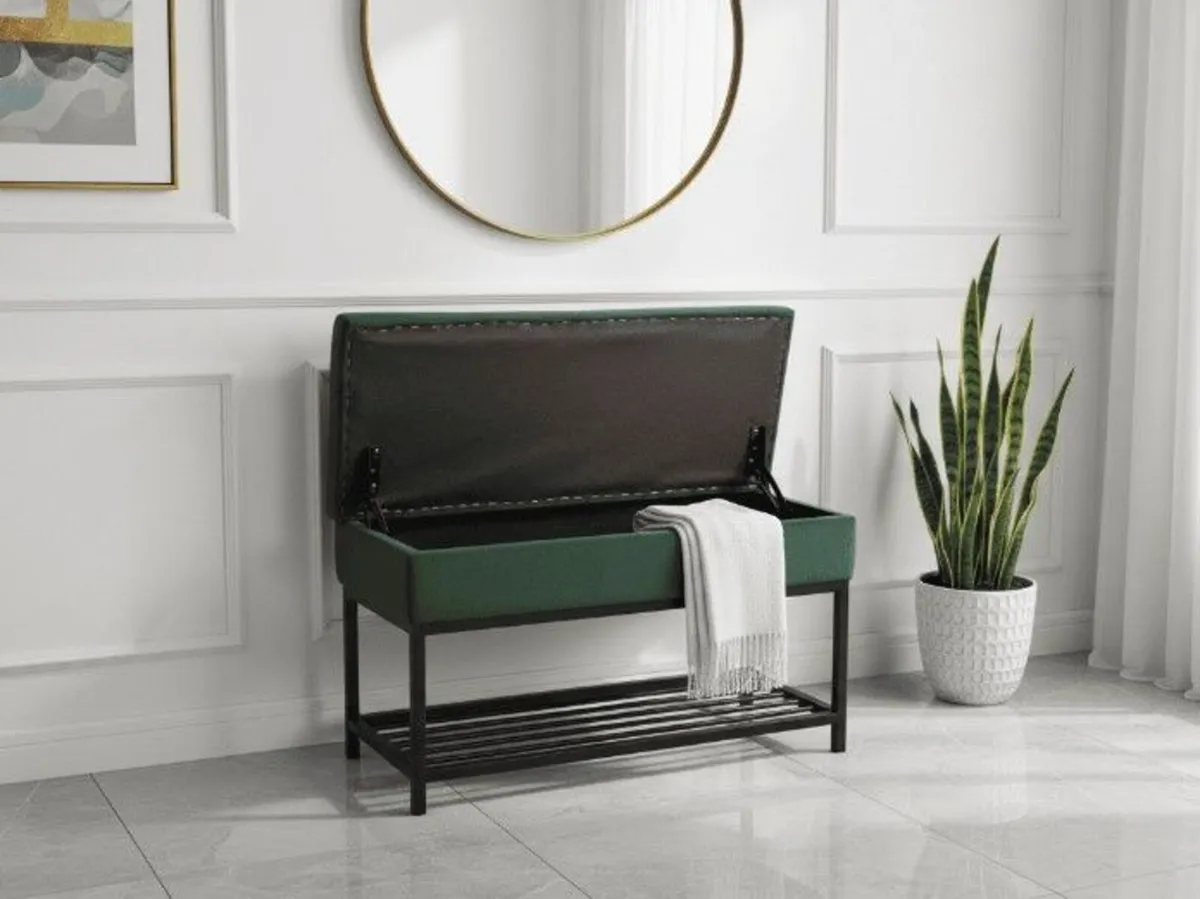 Emerald Vault Storage Ottoman – Bottle Green - Image 2