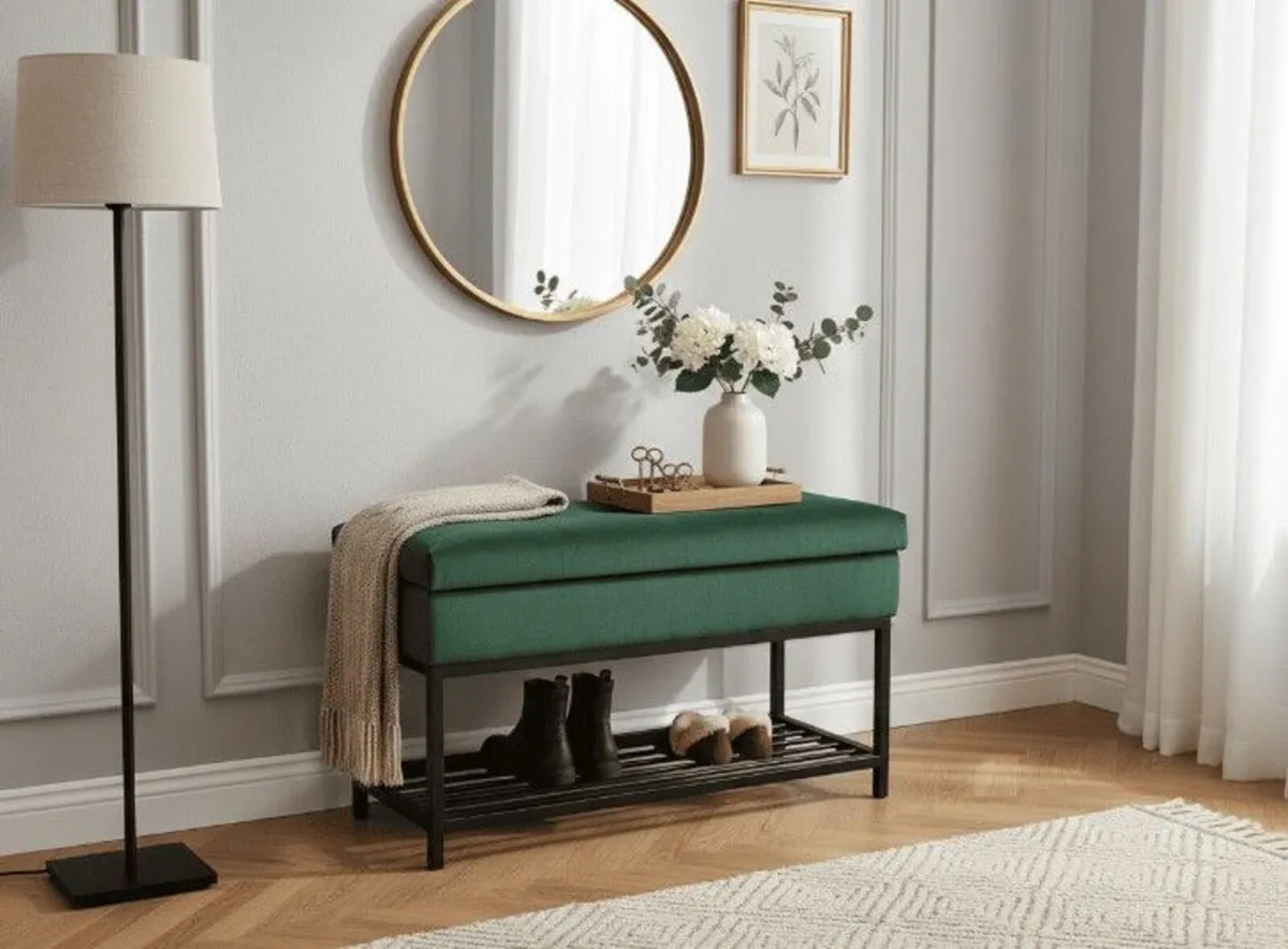 Emerald Vault Storage Ottoman – Bottle Green - Image 3