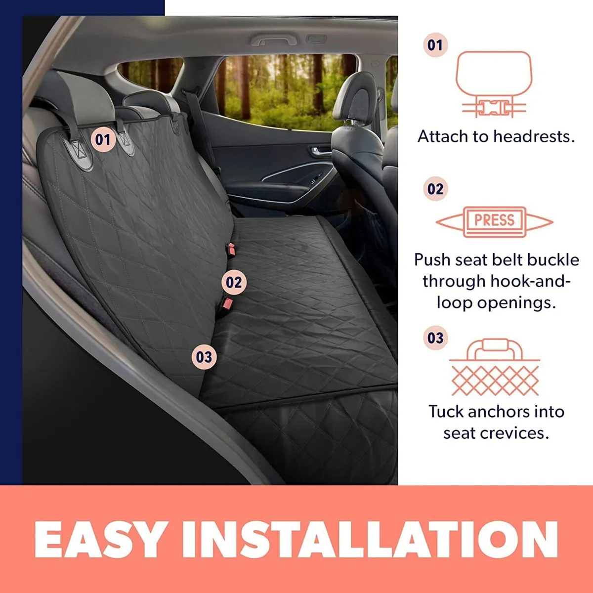 Pet Car Seat Cover 4-in-1 with Mesh Window - Image 2