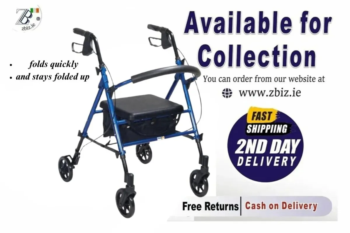 Rollator Lightweight Foldable Walker with Tray - Image 1