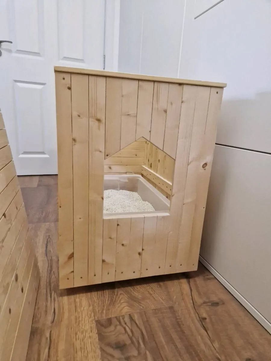 Cat litter box- Natural wood - Image 3